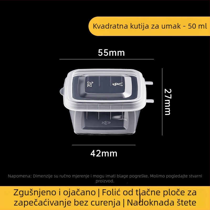 Jednokratna prozirna PET posuda za umak s poklopcem, za ponijeti, 1000 kom