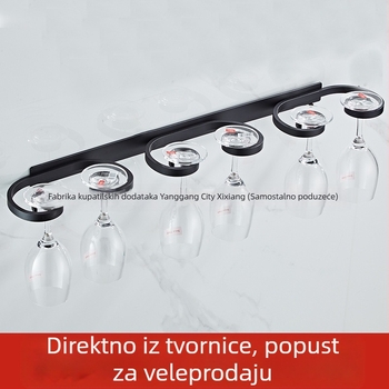 Zidni držač za čaše za vino, bez bušenja, s obrnutim držanjem, Nordic stil, od Space aluminija, 1–3 pretinca