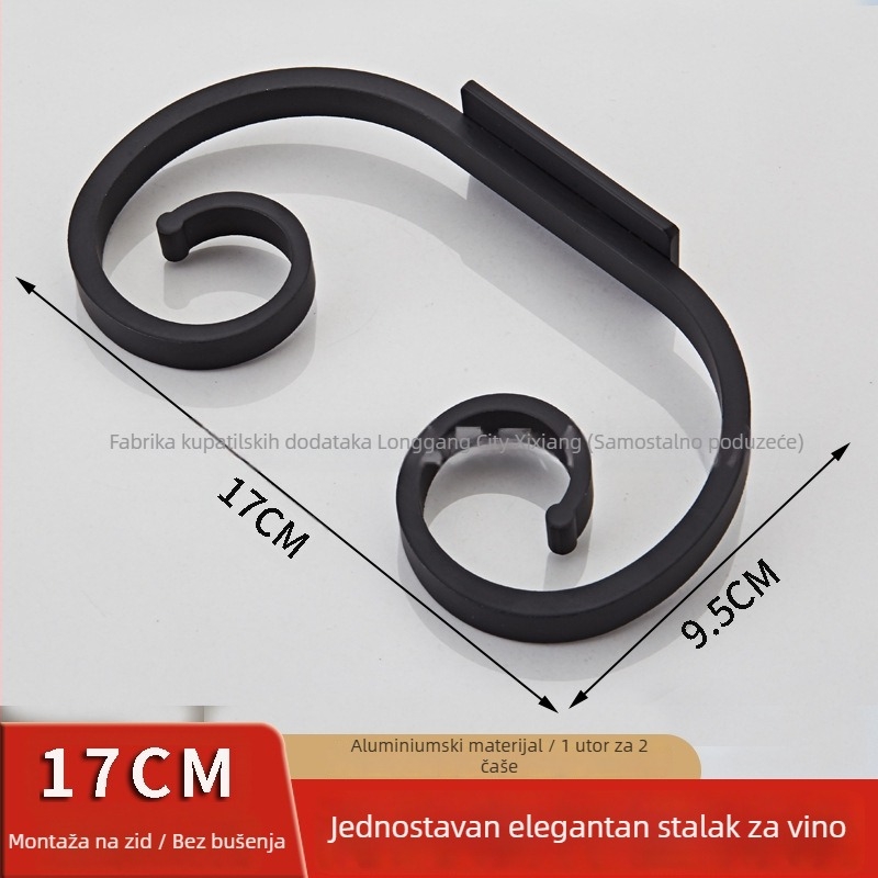 Zidni držač za čaše za vino, bez bušenja, s obrnutim držanjem, Nordic stil, od Space aluminija, 1–3 pretinca
