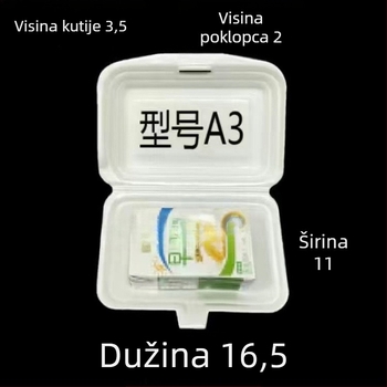 Jednokratna foam kutija za hranu za prženu rižu s plodovima mora i rolice riže za barbecue; Materijal: poliester vlakna; Nerazgradivo; Nije pogodno za mikrovalnu; Ispis logotipa je dostupan