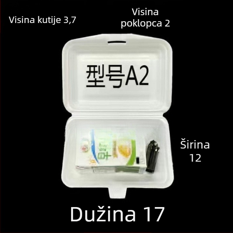 Jednokratna foam kutija za hranu za prženu rižu s plodovima mora i rolice riže za barbecue; Materijal: poliester vlakna; Nerazgradivo; Nije pogodno za mikrovalnu; Ispis logotipa je dostupan