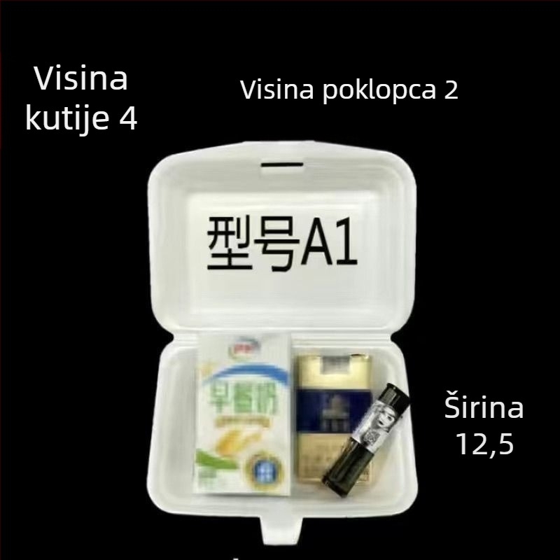 Jednokratna foam kutija za hranu za prženu rižu s plodovima mora i rolice riže za barbecue; Materijal: poliester vlakna; Nerazgradivo; Nije pogodno za mikrovalnu; Ispis logotipa je dostupan