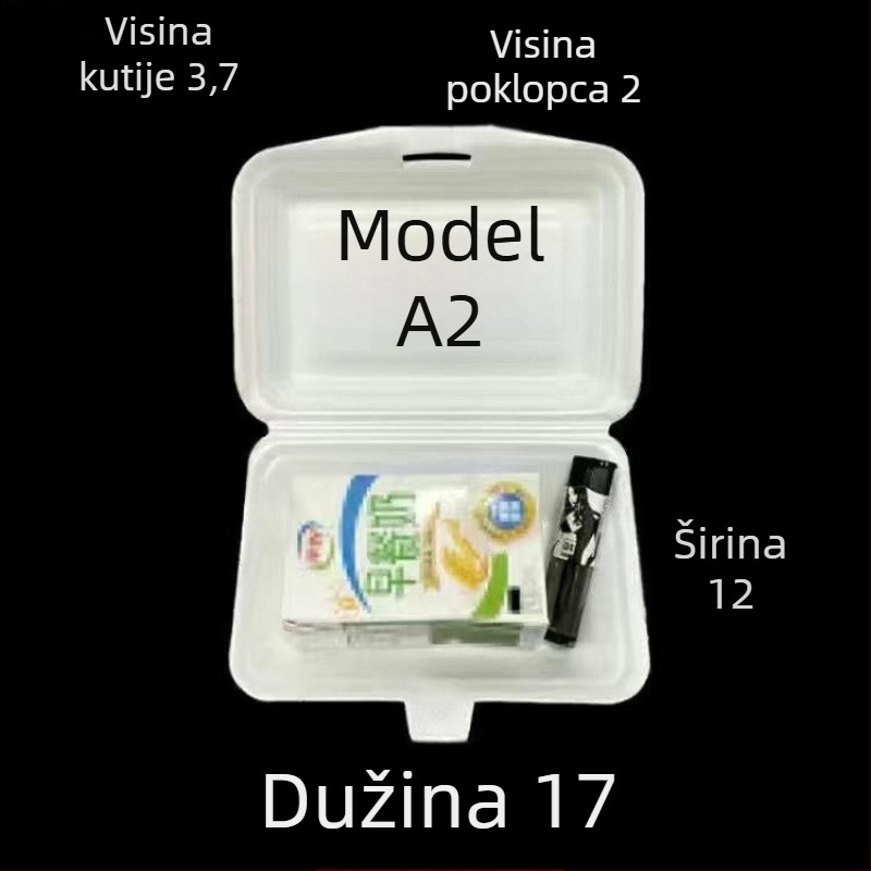 Jednokratna foam kutija za hranu za prženu rižu s plodovima mora i rolice riže za barbecue; Materijal: poliester vlakna; Nerazgradivo; Nije pogodno za mikrovalnu; Ispis logotipa je dostupan