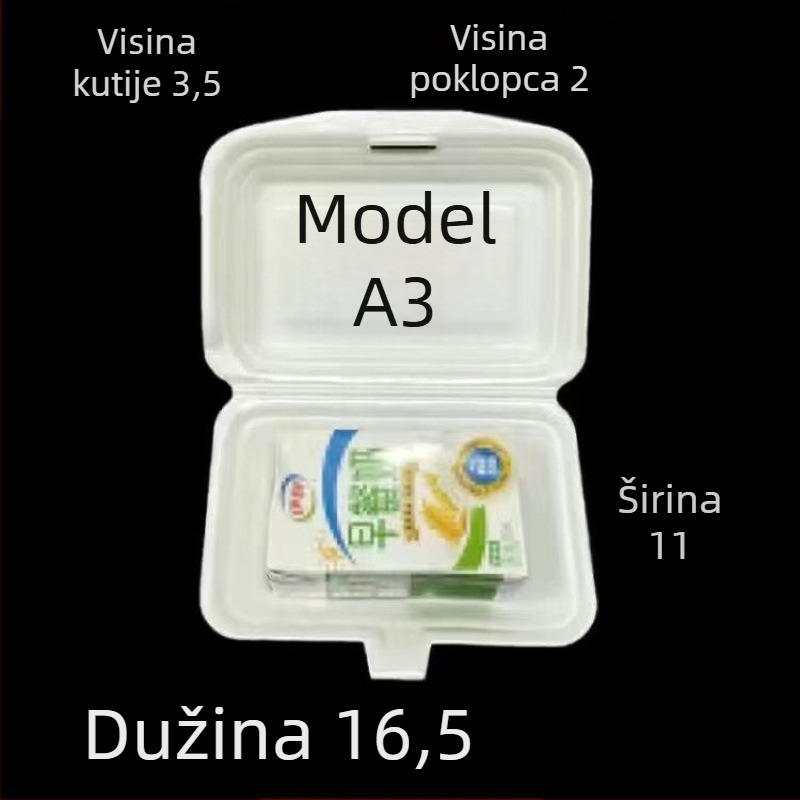 Jednokratna foam kutija za hranu za prženu rižu s plodovima mora i rolice riže za barbecue; Materijal: poliester vlakna; Nerazgradivo; Nije pogodno za mikrovalnu; Ispis logotipa je dostupan
