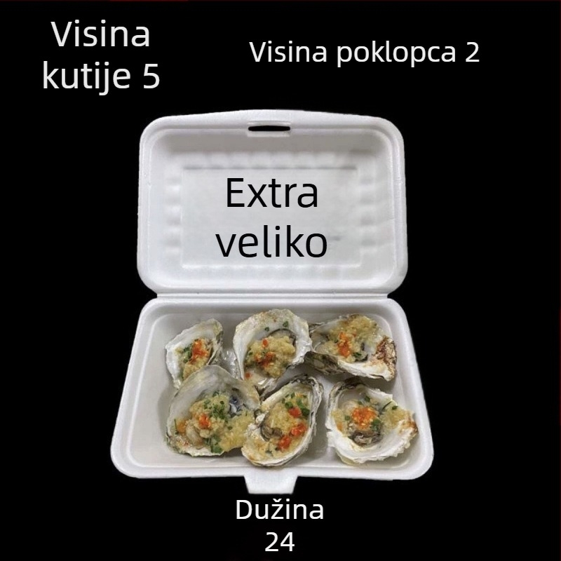 Jednokratna foam kutija za hranu za prženu rižu s plodovima mora i rolice riže za barbecue; Materijal: poliester vlakna; Nerazgradivo; Nije pogodno za mikrovalnu; Ispis logotipa je dostupan
