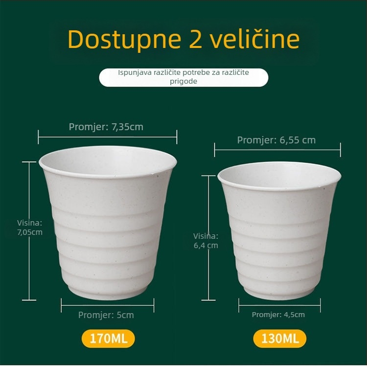 Jednokratni set posuđa od ljuske riže za 10 osoba, uključuje zdjele, štapiće za jelo, šalice i žlice, biološki razgradivo