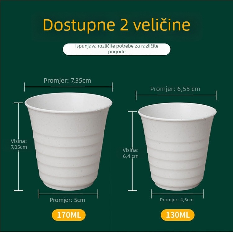 Jednokratni set posuđa od ljuske riže za 10 osoba, uključuje zdjele, štapiće za jelo, šalice i žlice, biološki razgradivo