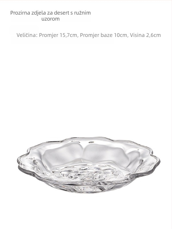 Nino set staklenih zdjelica za desert s cvjetnim uzorkom, moderni jednostavni stil, staklo otporno na toplinu, ispisan logo