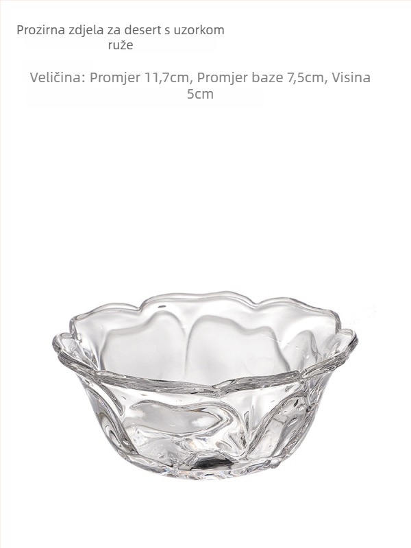 Nino set staklenih zdjelica za desert s cvjetnim uzorkom, moderni jednostavni stil, staklo otporno na toplinu, ispisan logo