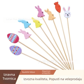 Bambus štapići za Uskrs – slatki crtani zeko, voćni štapići, mrkva i jaje; Značajka Joyful Bamboo; Materijal Bambus; Stil Slatko; Uzorak Crtani; Kvaliteta Premium
