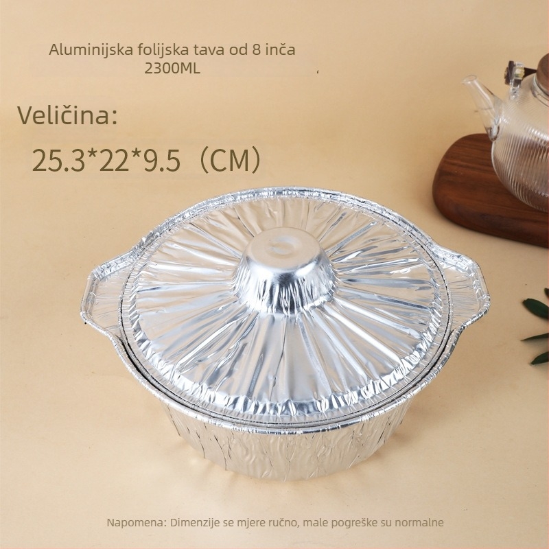 Jednokratni lonac od folije za vanjski BBQ – Materijal: Papir; Oblik: Okrugli; Tip posude: Zdjela; Mikrovalna: Ne; Pakiranje: Jedan