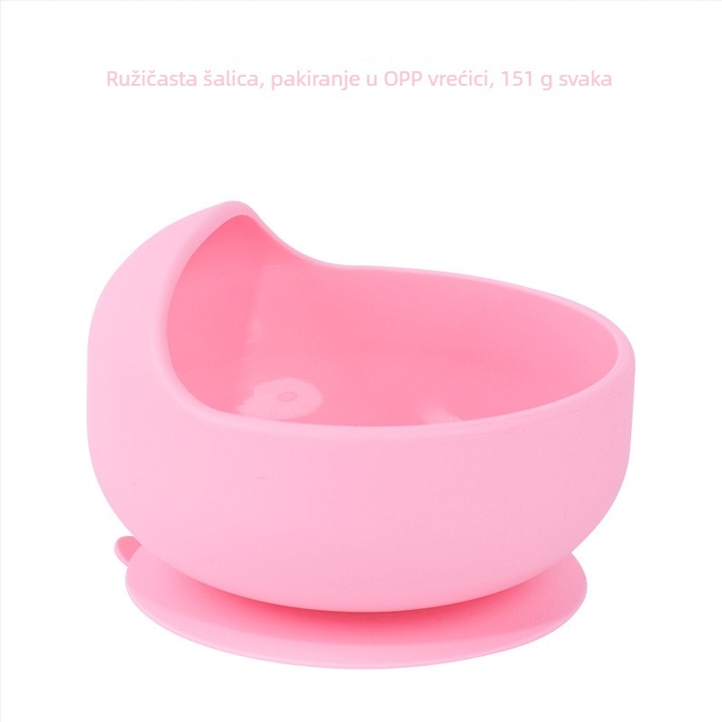 Silikonska zdjela za bebe s integriranom prisavom, jednoslojna protuklizna zdjela za hranjenje (6+ mjeseci)