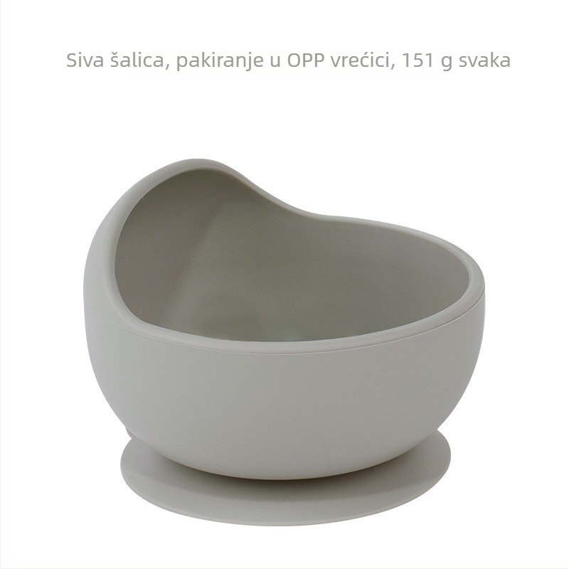 Silikonska zdjela za bebe s integriranom prisavom, jednoslojna protuklizna zdjela za hranjenje (6+ mjeseci)
