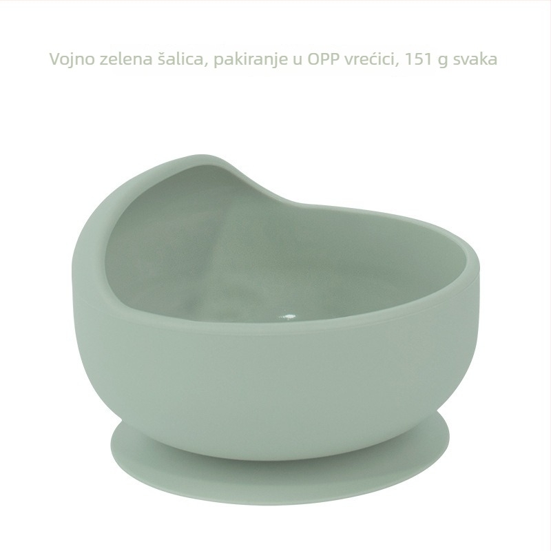 Silikonska zdjela za bebe s integriranom prisavom, jednoslojna protuklizna zdjela za hranjenje (6+ mjeseci)