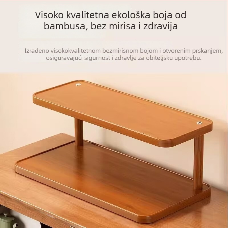 Stolni drveni stalak za začinske pripravke i čajne šalice, dvostruki skladišni stalak, Nanzhu drvo