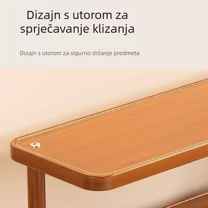 Stolni drveni stalak za začinske pripravke i čajne šalice, dvostruki skladišni stalak, Nanzhu drvo