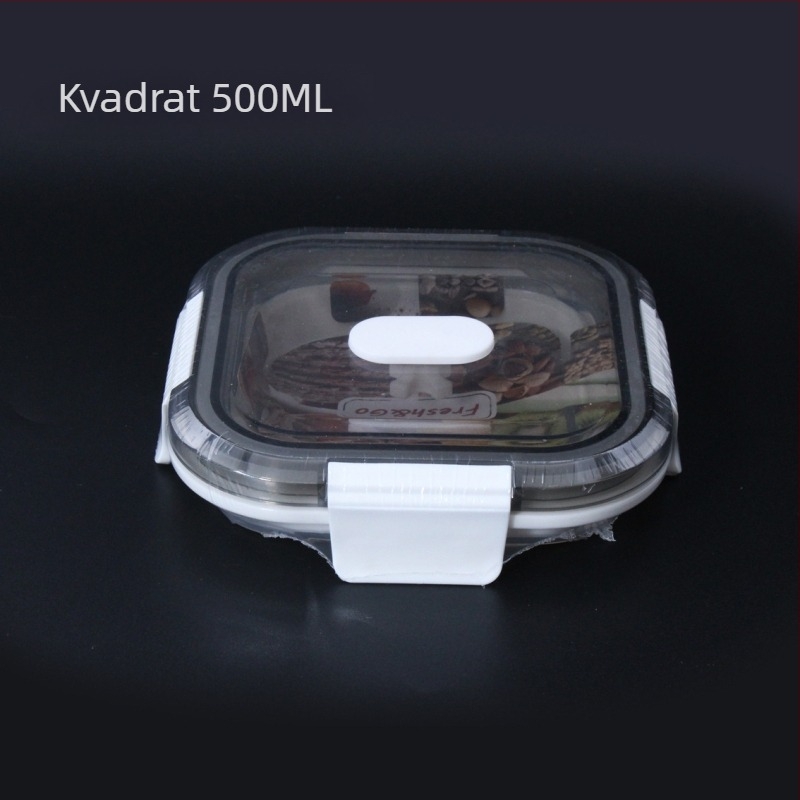 Set kutija za ručak od tekućeg silikona s PCTG poklopcem, kvadratni oblik, kompatibilan s mikrovalnom pećnicom, moderan minimalistički dizajn; kapacitet 301–500 ml, 501–800 ml ili 800–1000 ml.