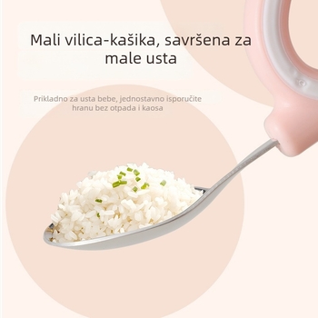 Set dječjih vilica i žlica — jednostavan stil, nehrđajući čelik, za prehranu, za djecu od 3 mjeseca (vilica/žlica)