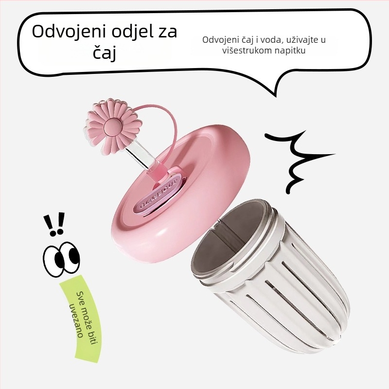 Set staklenih šalica s dijeljenjem vode i poklopcem – staklo otporno na visoke temperature za čaj, kavu i napitke