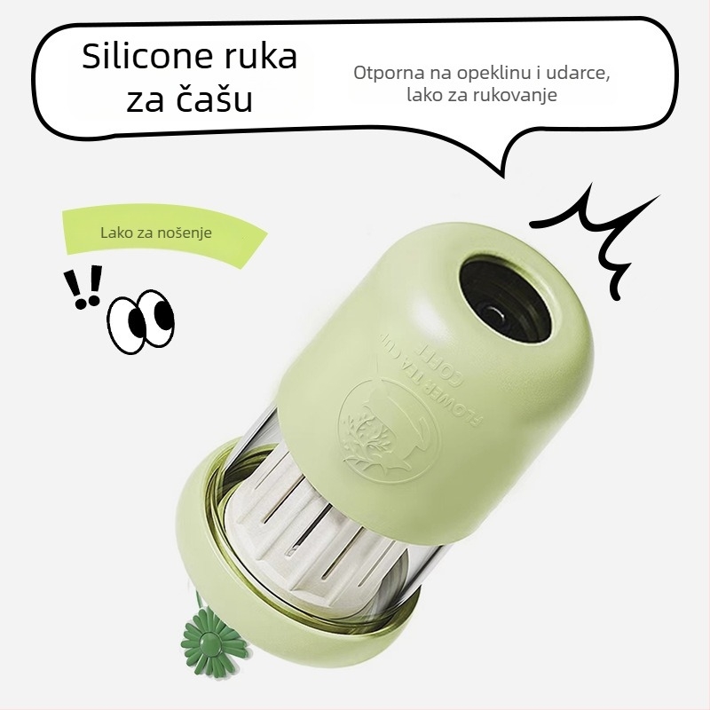 Set staklenih šalica s dijeljenjem vode i poklopcem – staklo otporno na visoke temperature za čaj, kavu i napitke
