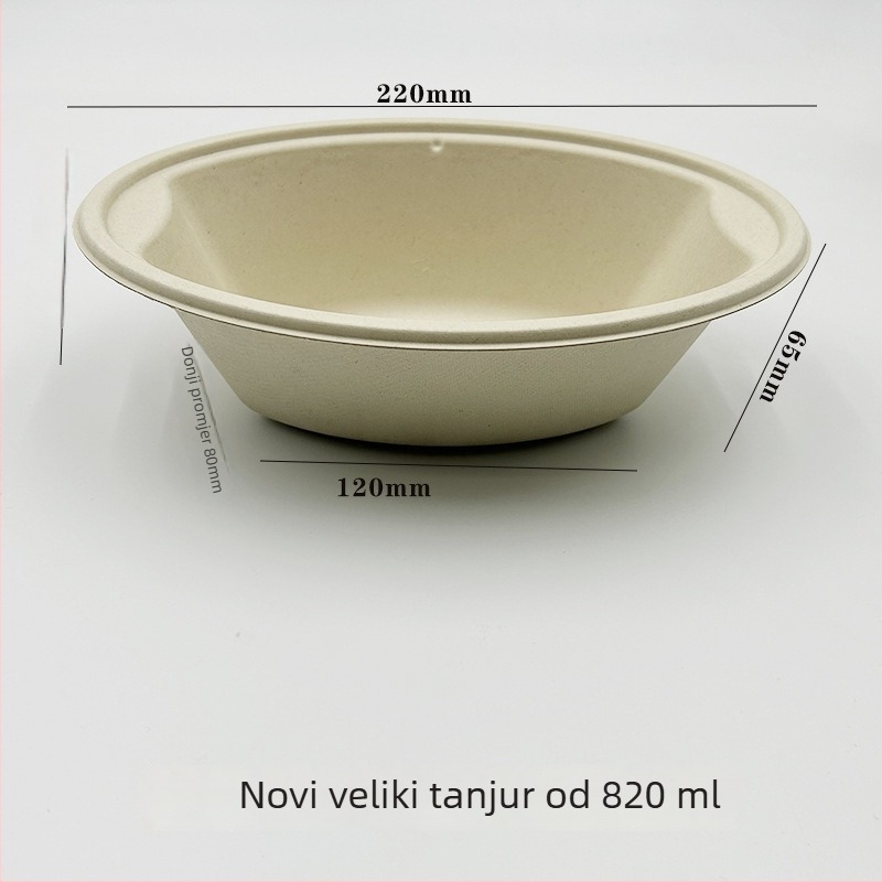 Jednokratna papirnata zdjelica za salatu, ovalni oblik, kapacitet 850 ml, biološki razgradiva, prilagodljivo procesiranje