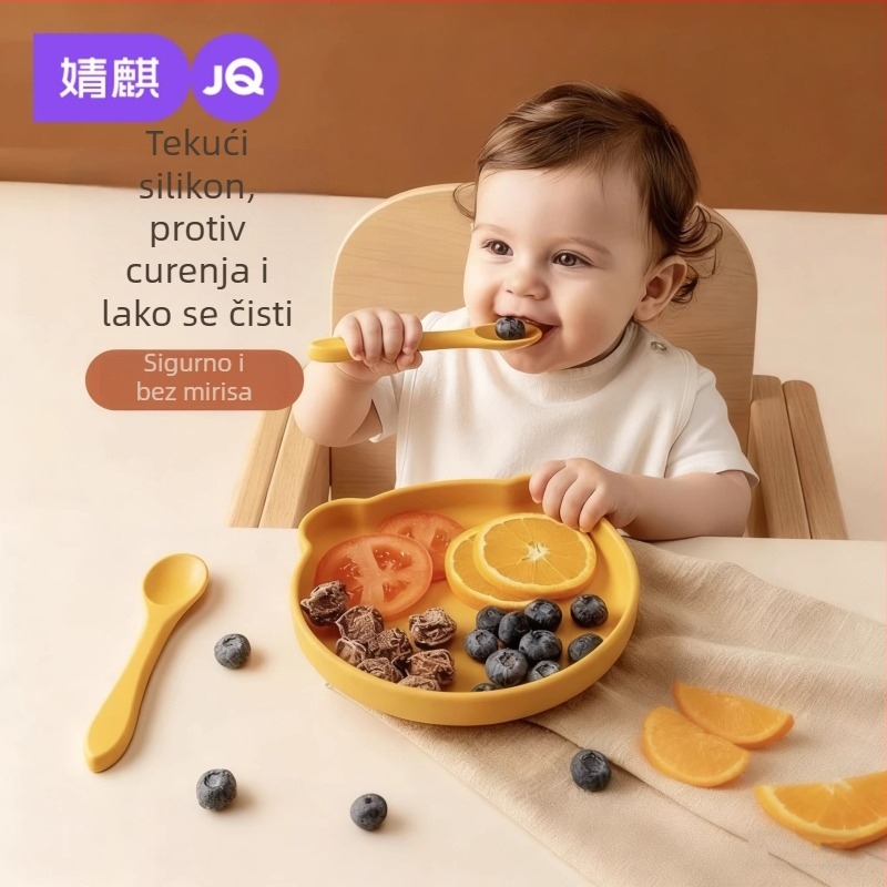 Dječji tanjur za jelo sa silikonskom usisnom bazom, Joyncleon/jingqi, za uzrast od 12 mjeseci, sladak stil