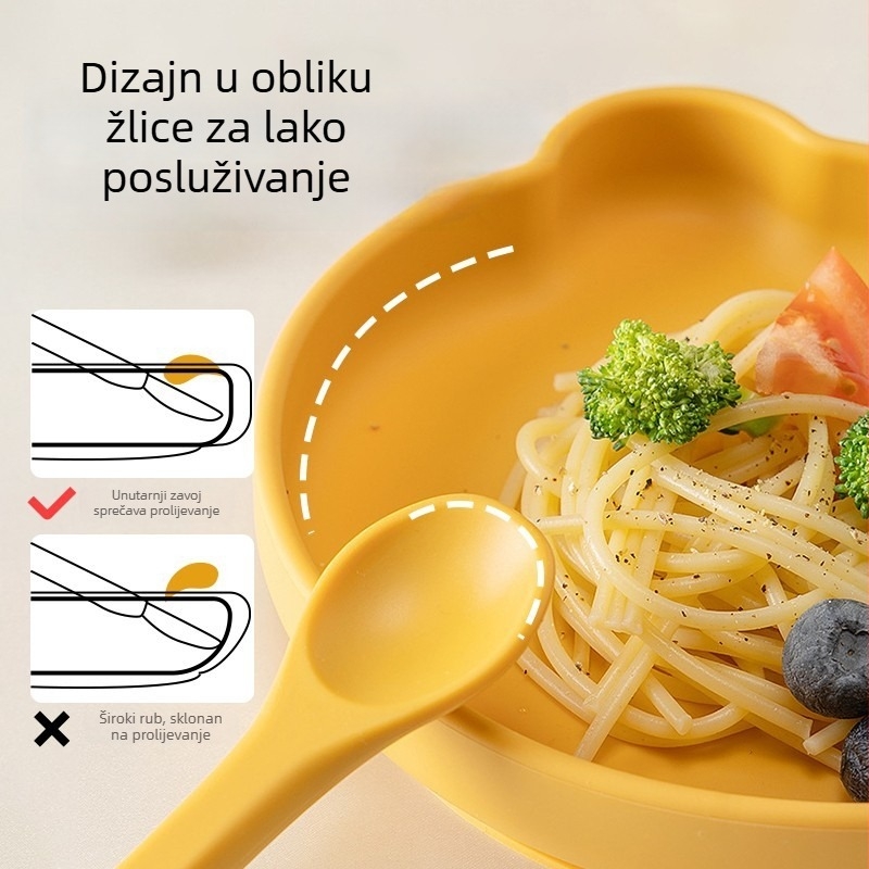 Dječji tanjur za jelo sa silikonskom usisnom bazom, Joyncleon/jingqi, za uzrast od 12 mjeseci, sladak stil