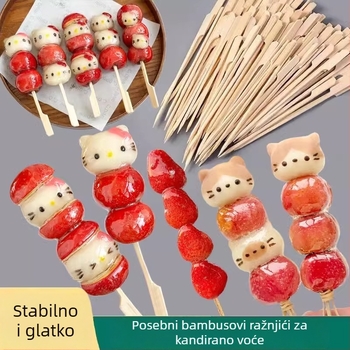 Bambus štapići za kandirano drijenje i oden – moderan jednostavan stil, jednobojni uzorak, završna obrada konopnim kolomkom, premium kvaliteta