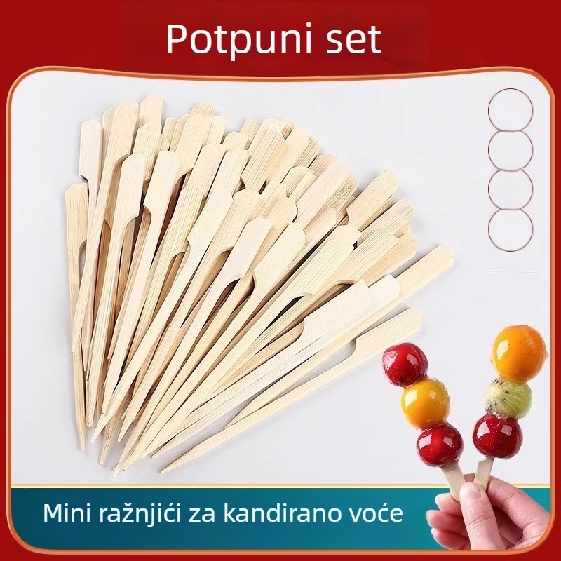 Bambus štapići za kandirano drijenje i oden – moderan jednostavan stil, jednobojni uzorak, završna obrada konopnim kolomkom, premium kvaliteta