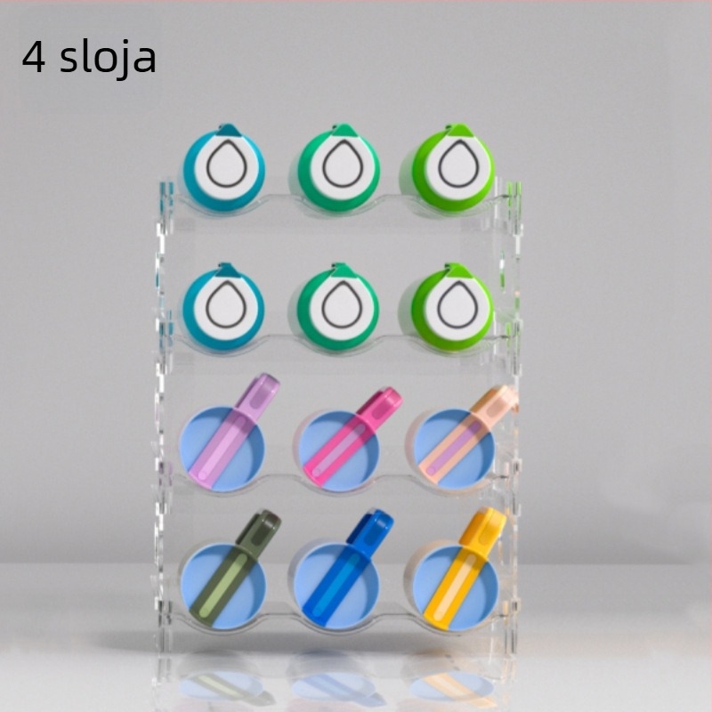 Dvostruki prozirni držač za šalice i čaje, PET materijal, snap-on montaža, moderni minimalistički kuhinjski i stolni organizator