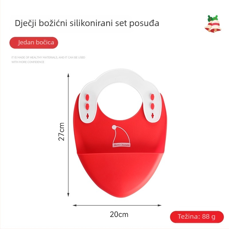 Silikonski set za hranjenje bebe: tanjur s integriranom vilicom i žlicom, 5-dijelni set, sladak crtani stil, pogodan od 6 mjeseci