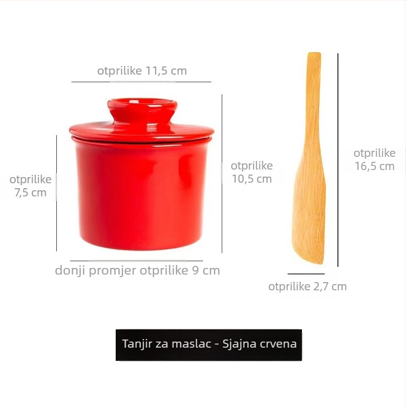 Keramička posuda za maslac s poklopcem i nožem – skladištenje maslaca i sira The Shepherd's Home