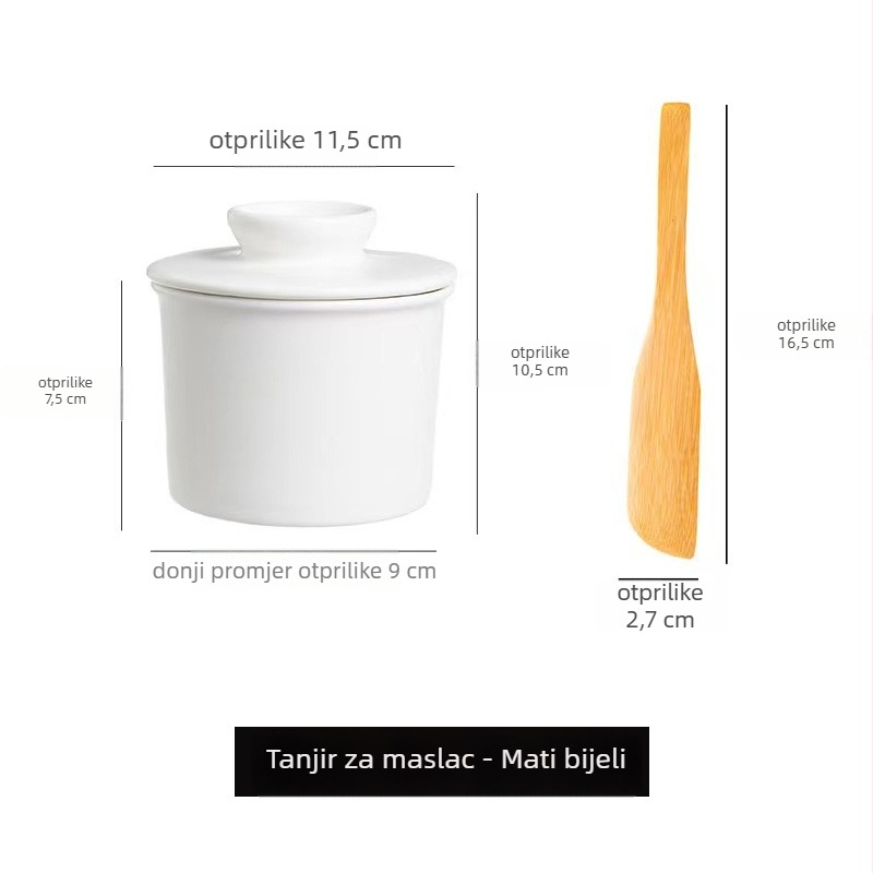 Keramička posuda za maslac s poklopcem i nožem – skladištenje maslaca i sira The Shepherd's Home