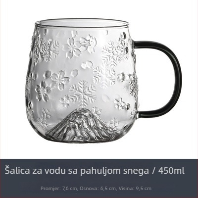 Set čaša za vodu od borosilikatnog stakla sa dizajnom pahulje i hladnim čajnikom, velike kapacitete, otporno na toplinu, s držačem