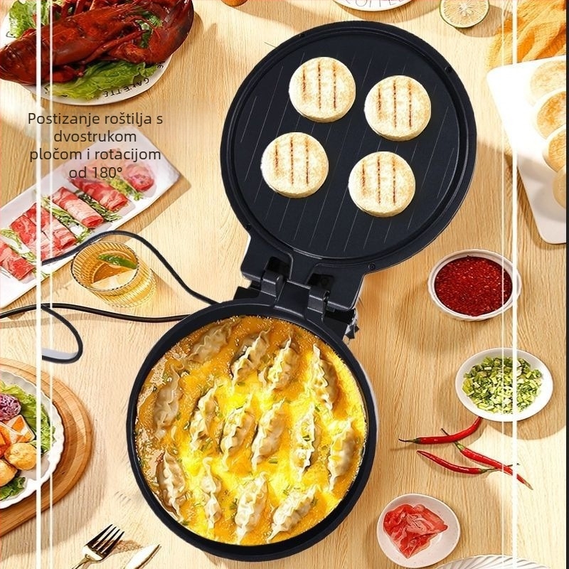 Električni pancake pan za kućnu upotrebu s jednostranim grijanjem, viseći dizajn ploče, upravljanje gumbom, snaga 1000–1200 W