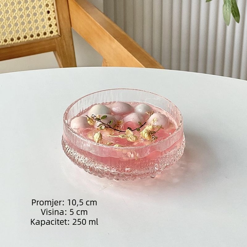 Stakleni set posuda za desert i tanjur, okruglog oblika, mikrovalna sigurnost, jednodijelno oblikovanje