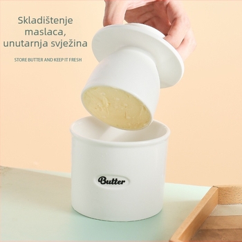 Keramička posuda za maslac s spremnikom za pohranu, sigurna u hladnjaku i čuvanje maslaca na sobnoj temperaturi, moderni minimalistički dizajn, ispis logotipa, prilagodba i privatna marka.