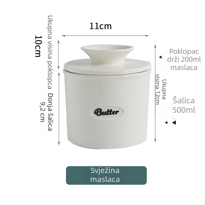Keramička posuda za maslac s spremnikom za pohranu, sigurna u hladnjaku i čuvanje maslaca na sobnoj temperaturi, moderni minimalistički dizajn, ispis logotipa, prilagodba i privatna marka.