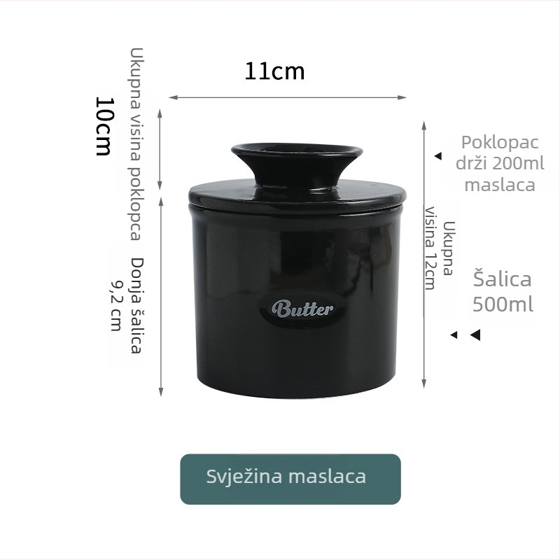 Keramička posuda za maslac s spremnikom za pohranu, sigurna u hladnjaku i čuvanje maslaca na sobnoj temperaturi, moderni minimalistički dizajn, ispis logotipa, prilagodba i privatna marka.