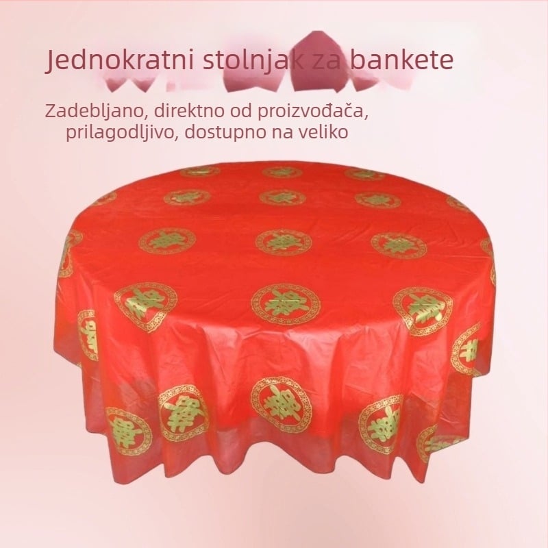 Jednokratni stolnjak za vjenčanje, vodootporan i otporan na masnoće, debeli s motivom sreće, za okrugle i kvadratne stolove, 10 kom