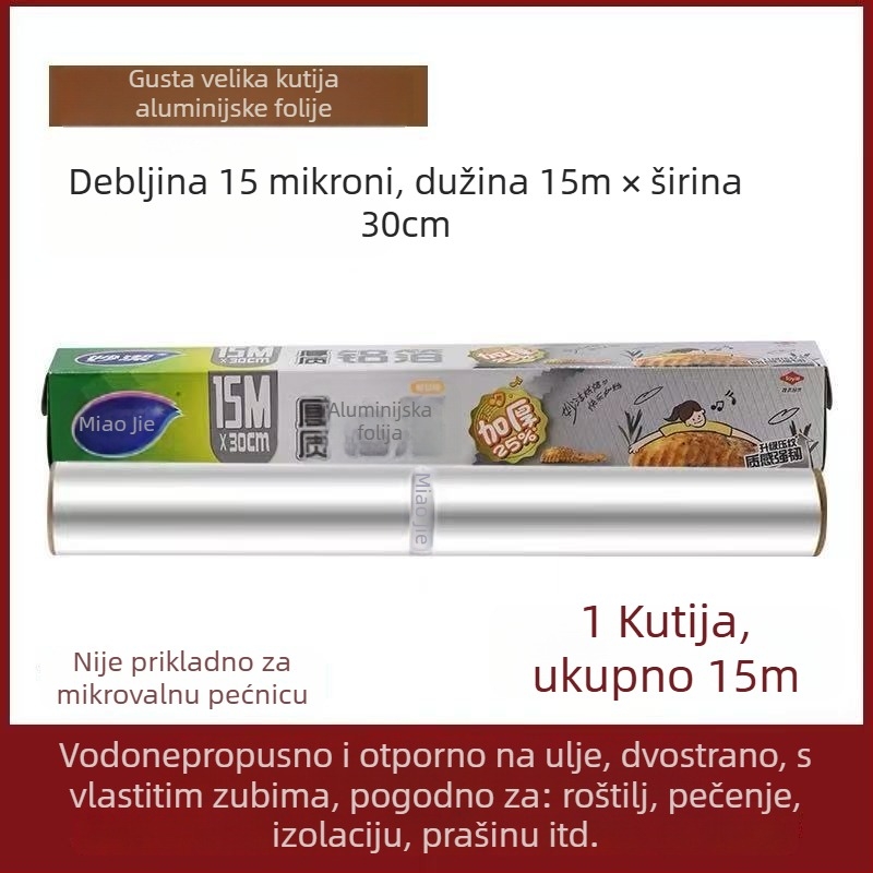 Miaojie aluminijski papir za pečenje i roštilj – standardna debljina, nelepljiv, mikrotalasna sigurnost, za kućnu upotrebu