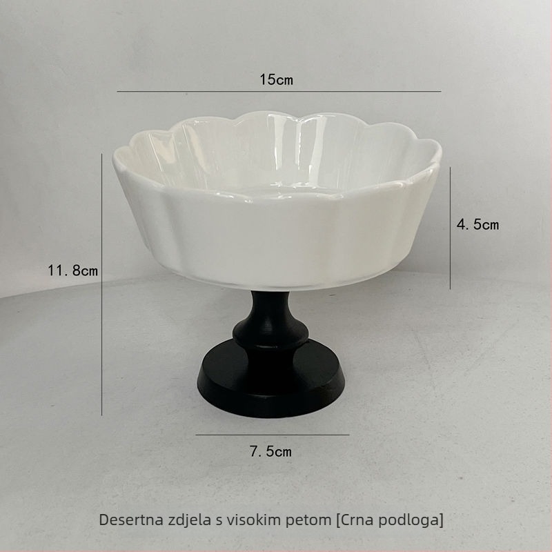 Keramički tanjur za voće na stalku, DuWu, japanski stil, prvoklasna kvaliteta, nije uvezeno, jedinstven četvrtasti oblik s plitkim i debelim rubom