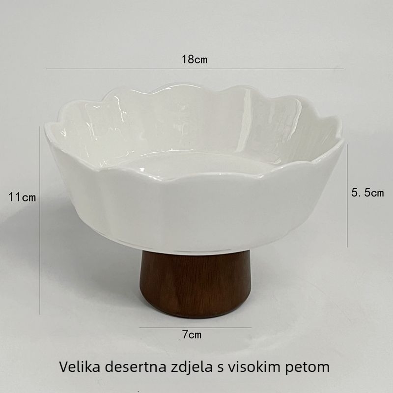 Keramički tanjur za voće na stalku, DuWu, japanski stil, prvoklasna kvaliteta, nije uvezeno, jedinstven četvrtasti oblik s plitkim i debelim rubom
