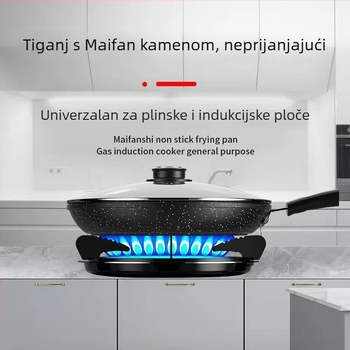 Tiganj od kovanog željeza, koreanskog stila, neprijanjajući i bez dima, pogodan za indukciju i plinsku kuhalu, dubina 4 cm
