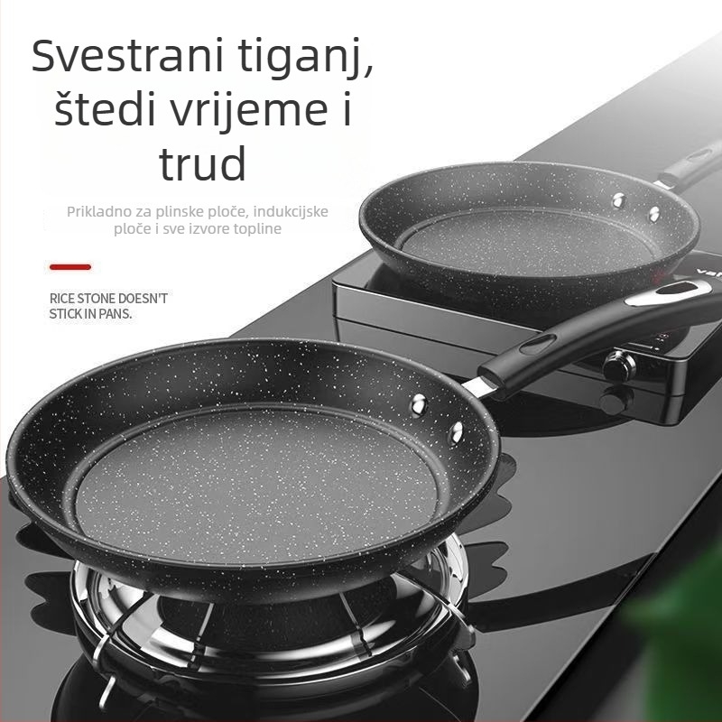 Tiganj od kovanog željeza, koreanskog stila, neprijanjajući i bez dima, pogodan za indukciju i plinsku kuhalu, dubina 4 cm