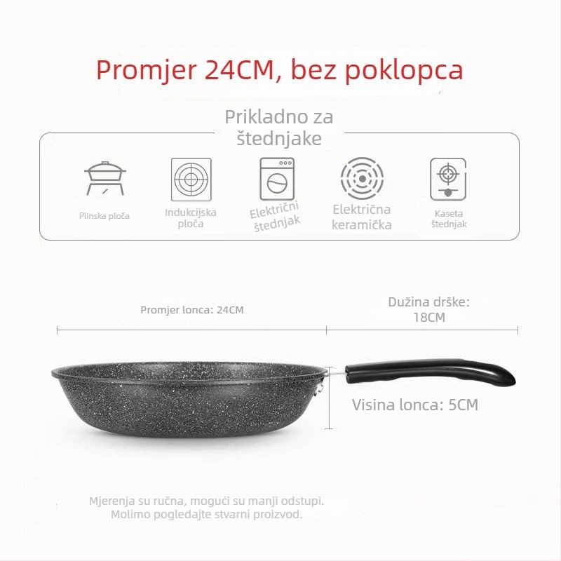 Tiganj od kovanog željeza, koreanskog stila, neprijanjajući i bez dima, pogodan za indukciju i plinsku kuhalu, dubina 4 cm