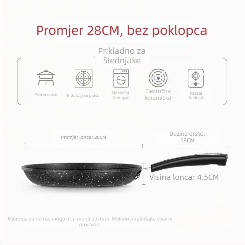 Tiganj od kovanog željeza, koreanskog stila, neprijanjajući i bez dima, pogodan za indukciju i plinsku kuhalu, dubina 4 cm