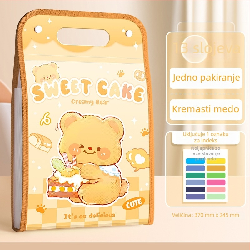 Kaba bear KBX-7100 Plastični fascikl s 13 odjeljaka u obliku harmonike, tiskani logotip, prilagodljiv