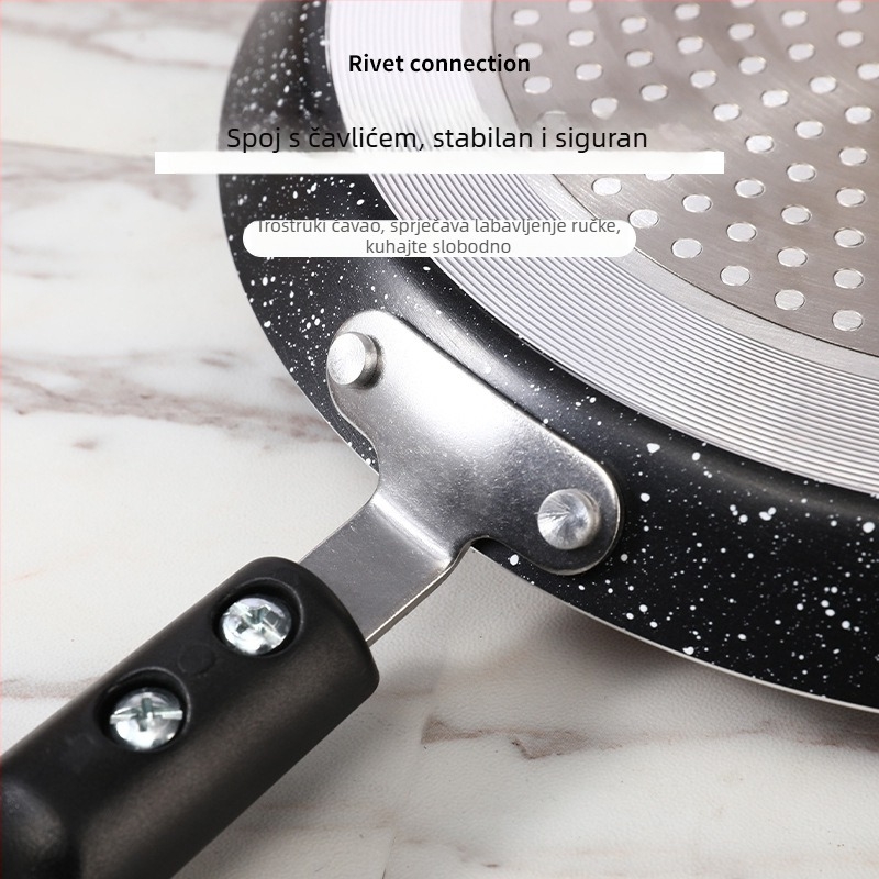 Neprijanjajuća tava za prženje, kompatibilna s indukcijskim pločama, aluminijska legura, složeno dno, dubina 2 cm