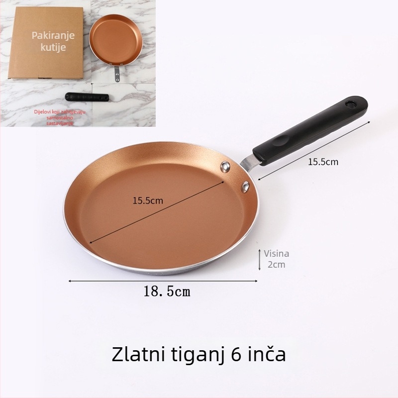Neprijanjajuća tava za prženje, kompatibilna s indukcijskim pločama, aluminijska legura, složeno dno, dubina 2 cm